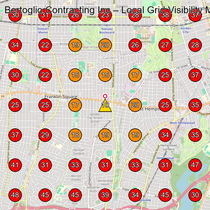 Bertoglio Contracting Inc GeoGrid visibility map for Stucco Contractor in West Hempstead